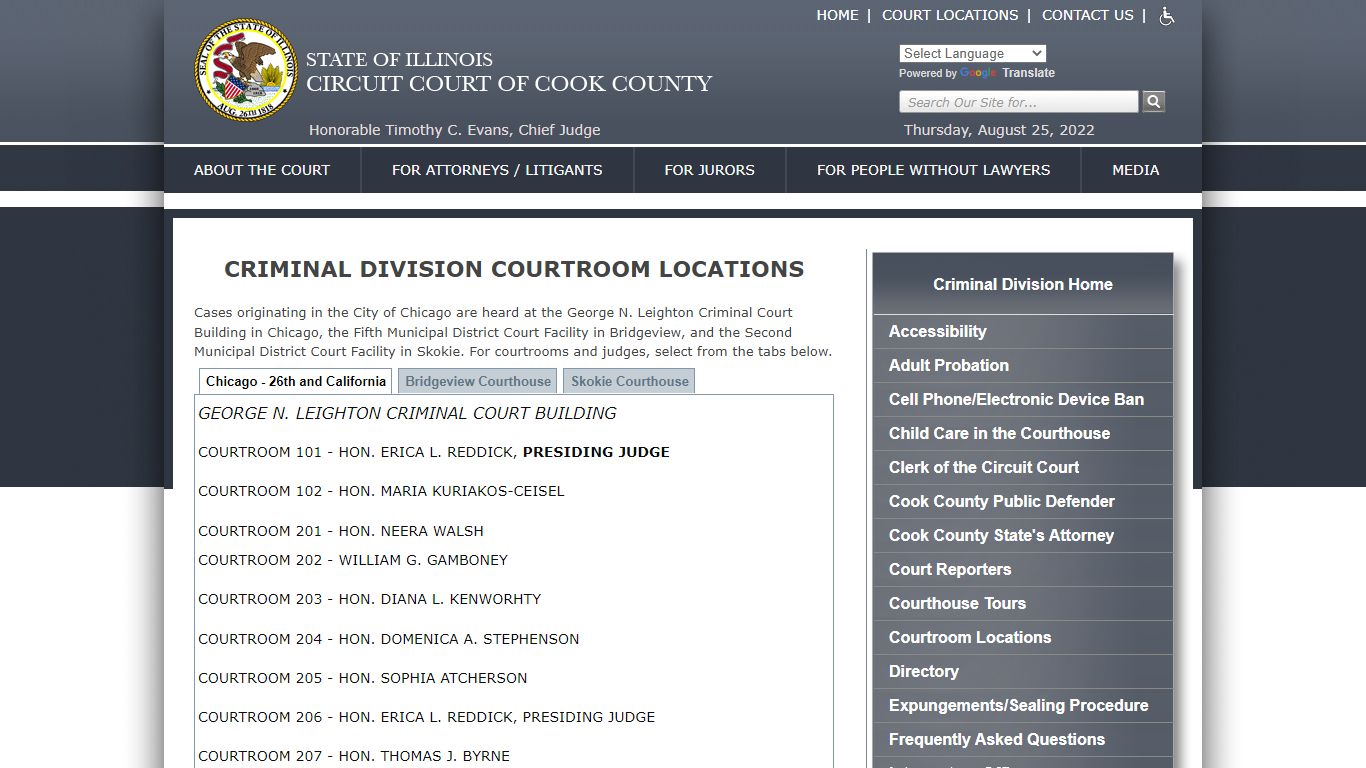 Courtrooms - Circuit Court of Cook County